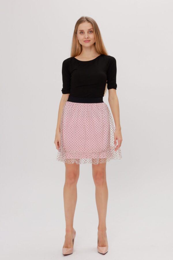 Pink Polka Dot Mini Tulle Skirt